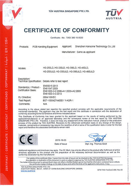 Κίνα Shenzhen Hansome Technology Co., Ltd. Πιστοποιήσεις